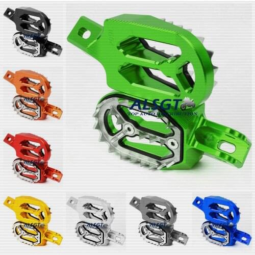 For Kawasaki KX250 KX250F KX450F KX 250 450 F 250F 450F KLX450 KLX CNC Footpegs Dirt Bike Foot Pegs Stakes Sharp Teeth Pedal