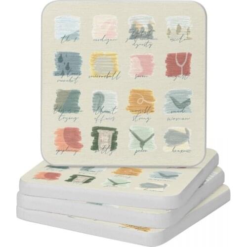 Folklore Diatomite Square Round Coaster Non-slip Cup Bonsai Mat Soap Toothbrush Pad Wholesale 10x10cm