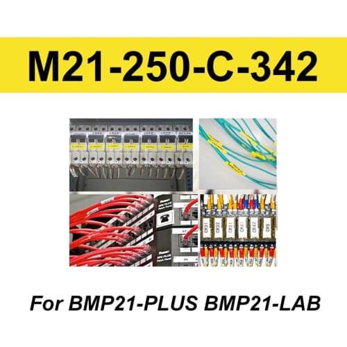 M21-250-C-342 Black On Yellow 11.15mm X 2.1m Polyolefin Label Tape For BMP21-PLUS BMP21 BMP21-LAB Printer