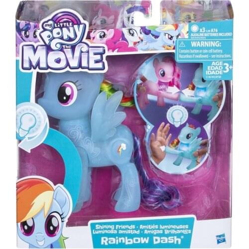 Hasbro My Little Pony Rarity Pinkie Pie Movie Series Shiny Double Touch Pony Glowing Girl Decoration Toy C0720