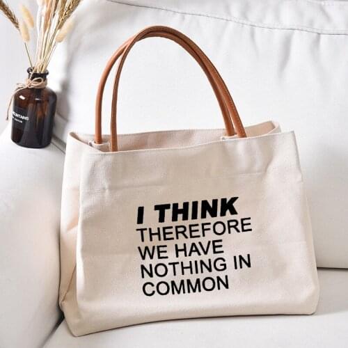 Funny Letters Personalized Canvas Tote Bag Handbag Work Shopping Bag Women Lady Beach Bag Dropshipping
