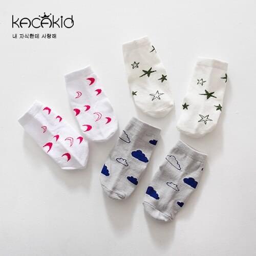 KACAKID Baby Socks Cute Cartoon Children Baby Socks Moon Star Cloud Pattern Kid Baby Socks Cotton Comfortable Baby Socks ka1039