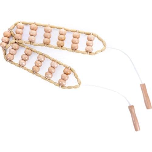 Quality Hand Hold Back Massager New Beige Wooden Bead Body Neck Back Waist Care Roller Self Massager 1PC