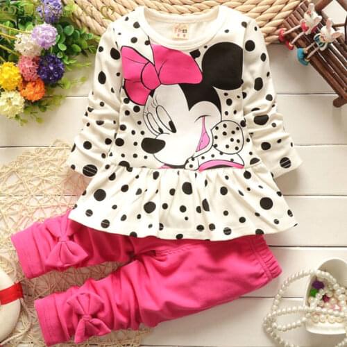 Minnie Baby Girls Clothing Sets Autumn Spring Casual Cotton Kids Clothes Set Full Sleeve Shirt Pants Children Clothing