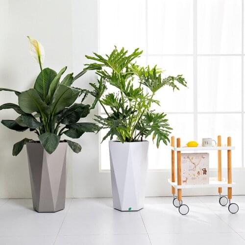 Creative automatic water absorption square plastic resin plant pot thickened household lazy flower pot plants bonsai pot