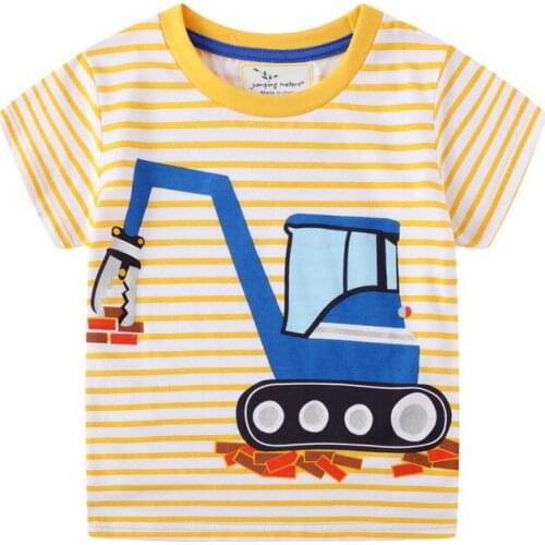 Summer Boys T shirts with Cartoon Excavator Print Baby Cotton Tees Fashion Childrens Clothes Toddler Boys Tops
