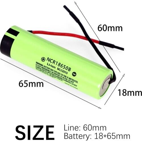 LiitoKala new original NCR18650B 3.7V 3400mAh 18650 Li-Ion Rechargeable Battery Welding Silica gel cable DIY