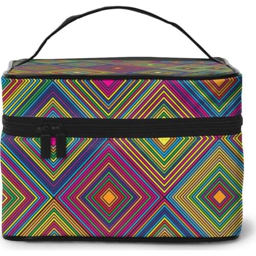 2021 Multi-function Travel Organizer Bag Colourful Aztec Diamond Women Cosmetic Bag Beauty Makeup Toiletry Wash Bags