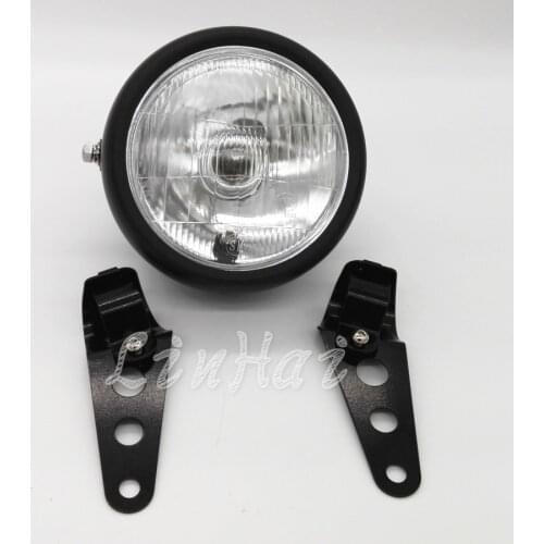 Motorcycle Black Metal Retro Front Headlight WIth 28-43mm fork tubes Headlight bracket For Cafe Racer Bobber Custom