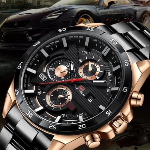 VAVA VOOM Men Watches Top Brand Luxury Stainless Steel 30M Waterproof Quartz Watch Men Fashion Shock Male Sport Military Watch