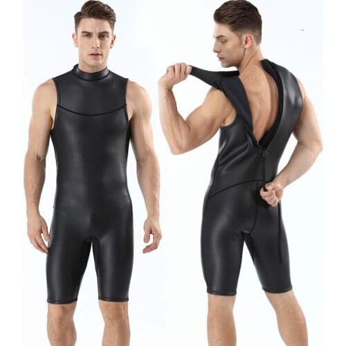 2mm Mens Wetsuit Shorty Black One-piece sleeveless Wet Suits Diving Suit for Scuba Diving Surfing Snorkeling Winter swimsuit