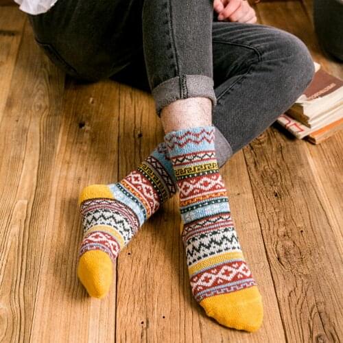 5 Pairs/Set New Men Women Cotton Socks Unisex Winter Fashion Warm Thicken Knit Wool Breathable Crew Socks Christmas Gift