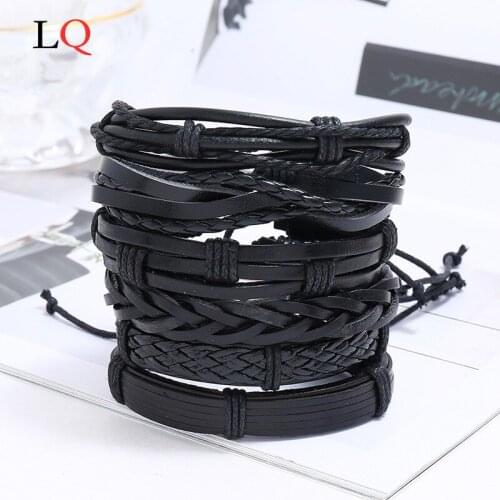 New Design Vintage Multi-layer Leather Bracelets Mens Fashion Glamour Jewelry Wristband Armband Heren Friendship Gift Wholesale