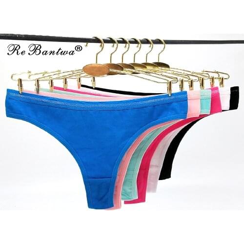 Solid Color Sexy Female Thongs 95% Cotton g strings Breathable Underwaer New Pants Simple Style G-String Low-Rise Ladies Panties