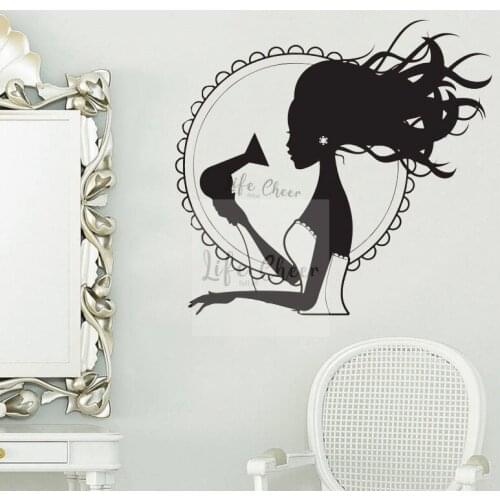 Hair Salon Window Vinyl Poster Hair Styling Wall Sticker Barbershop Decoraiton Hair Dryer Wall Decal Hair Artist Murals AC127