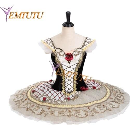Adult Professional Ballet Pancake Tutu Black Red Spanish Kitri Professional Ballet Tutu Ballet Stage Costume
