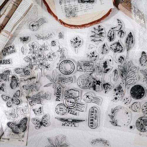 Rubber Stamp Retro Letter Series Silicone Seal Album Decoration Transparent Stamp Paper DIY Scrapbook Student Stationery