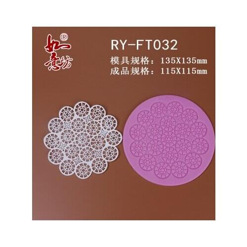 Ry-ft032 Food grade silicone mould 13.5X13.5cm mini Flowers sugar lace mat decoration for cupcake baking ware sugar craft mold