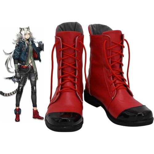 Arknights Indra Cosplay Boots Red Leather Shoes Custom Made Any Size