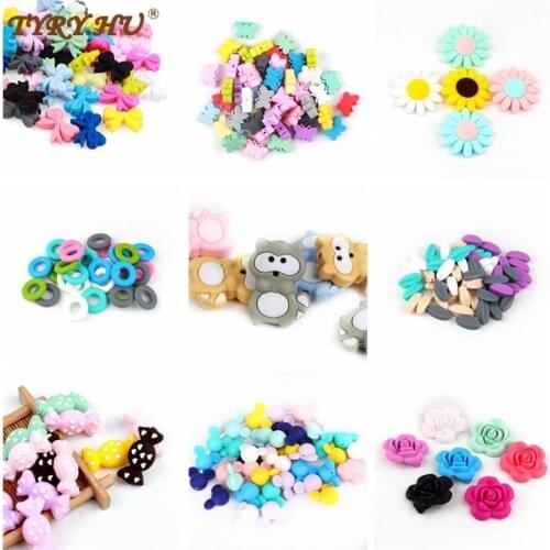 TYRY.HU 100pcs Silicone Beads Baby Teether Cute DIY Food Grade Silicone Rodent Toy Nurse Gift Accessories BPA Free Baby Products