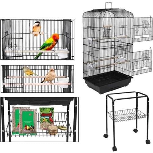 Rotating 4 Casters Parrot CageAssembled Style Iron Wire Cage With Handle Cockatiel Macaw Cockatoo Crate Birdcage Bird Supply HWC