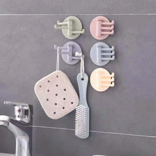Rotatable Seamless Adhesive Hook Strong Bearing Stick Hook Kitchen Wall Hanger Bathroom Kitchen Supplies Hooks