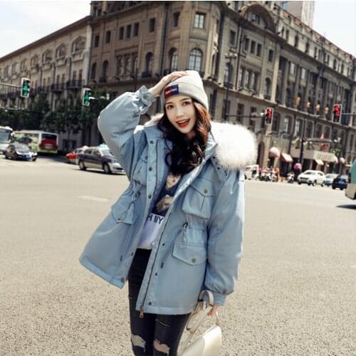 Women newest hooded short duck down jacket with big fur collar female loose fashion Korean coat trend winter jacket for lady