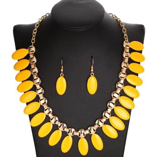 Luxury Statement Jewelry Sets Wedding Women Necklaces Chokers Alloy Buttons Drop Earrings Xmas Gifts
