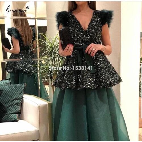 High Fashion Green Sequins Evening Dresses Long V-Neck Sleeveless Evening Gowns Women Wedding Party Dresses Abiti Da Cerimonia