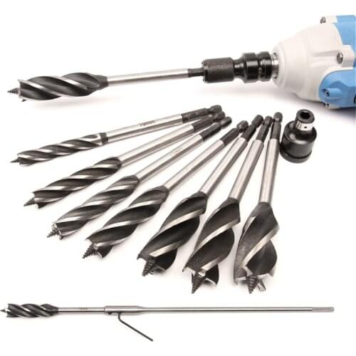 1/4" Hex Shank Four Slot Twist Drill Bit 10-25mm Four Edges Carpenter Tool High Carbon Steel Drill Bit for Woodworking Drilling