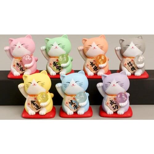 1pc Japan Cartoon Lucky Cat Figurine 3D Animal Model Gift Ornament Home Craft Decor Glass Decoration DIY Accessories