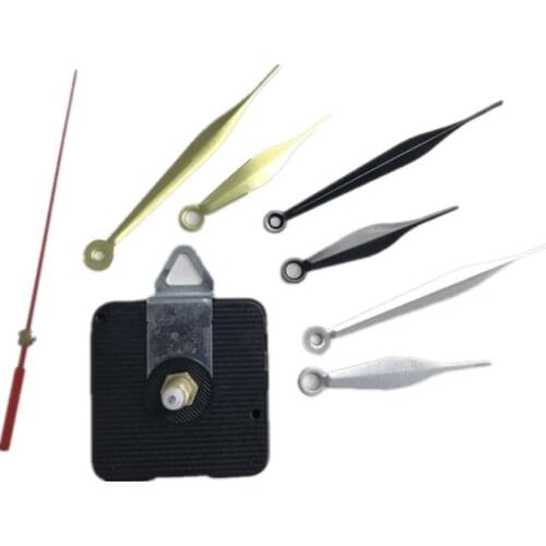 100sets wholesale Quartz Wall Clock Movement Mechanism with Hook DIY Repair Parts + metal Hands silent 28mm 1.1in Shaft Length