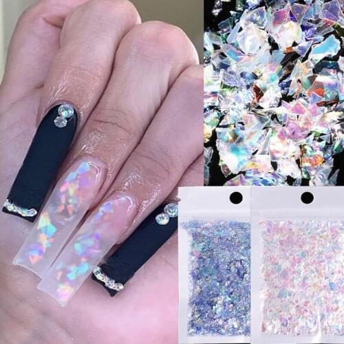 3D Nail Aurora Fragment Paper Irregular Colorful Candy Gradient Fragments Aurora Illusion Sequins Glitter Nail Art Decorations