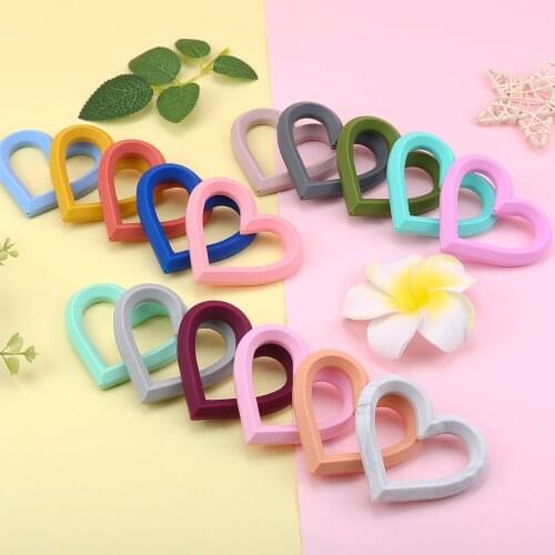 Sunrony 5pcs Heart Silicone Beads BPA Free Baby Charm Teether Necklace Food Grade Silicone DIY Jewelry Making Accessories