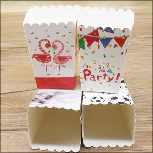 50pc marbling football gift box colorful Popcorn box stripes dot Gold Gift Box Party Favour Wedding kids party decoration bags