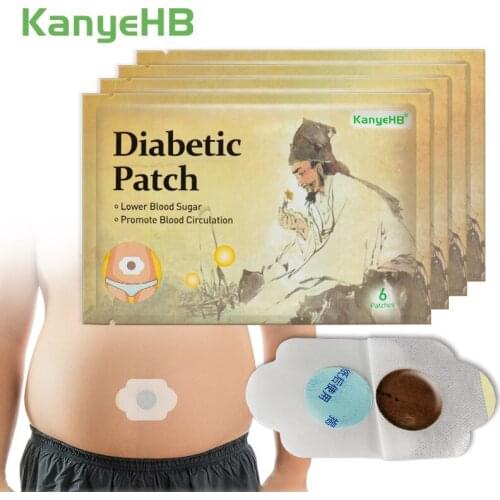 6pcs/bag Diabetic Patch Natural Herbal Cure Lower Blood Glucose Treatment Sugar Balance Burning Fat Medical Diabete Plaster W007