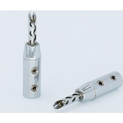 8PCS Rhodium Plated BFA Z Banana Speaker Plug Copper Connector HiFi