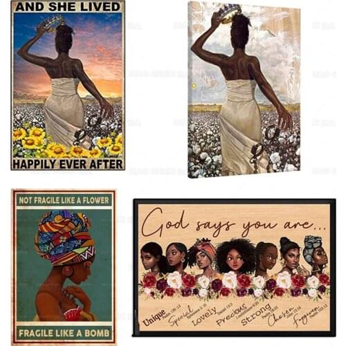 Afro Queen Poster Canvas Print, Free-ish Freedom Wall Art Home Decor, African American Woman Canvas Wall Art for Bedroom Living