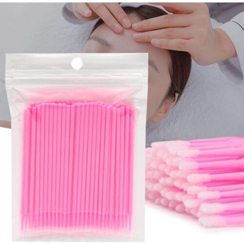 100Pcs/bag Disposable MicroBrush Eyelashes Extension Tools Individual Lash Removing Cotton Swabs Eyelash Cleaning Applicators