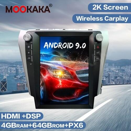Wireless Carplay Tesla Style Android 9.0 4G Car Radio GPS Navigation For Toyota Camry 2012-2015 Multimedia Player Unit 2K Screen