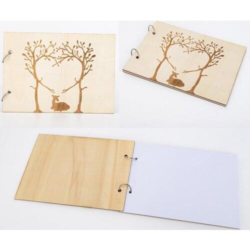 Christmas Wooden Lettering Notepad Notebook DIY Hand Ledger Personality Guestbook Wedding Decoration