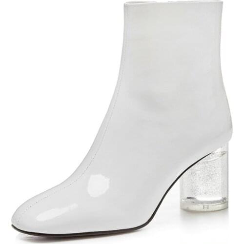 SKLFGXZY New Autumn/winter Womens boots Genuine leather Ankle boot for lady Crystal high-heeled European Star Brands handmade