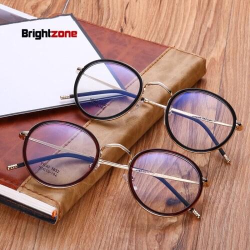Brightzone 2017 New Arrival Fashion TR90 Retro Metal Glasses Frame Blue Film Flat Mirror Student Mirror Full Frame Glasses