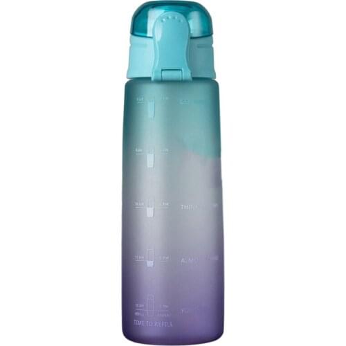 32Oz Fitness Water Bottle with Time Marker BPA Free Large Capacity Water Jug for Gym Outdoor Office Work Gradient