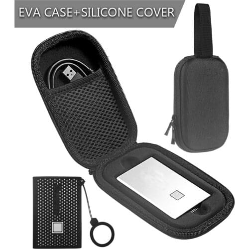 Storage Case for Samsung T7 Touch Portable SSD Solid State Drives Storage Bag Shockproof EVA Protective Case with Silicone Cover