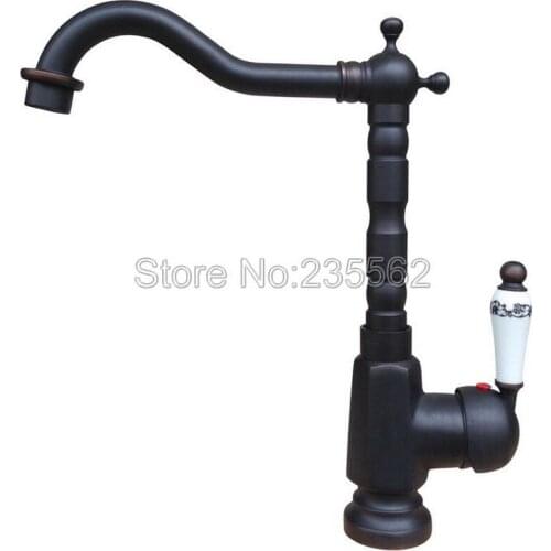 Black Oil Rubbed Bronze Swivel Spout Kitchen Bathroom Basin Faucet Single Handle Sink Mixer Tap Lnf334