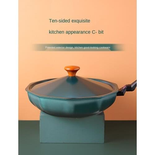 Ten-Angle Non-Stick Pan Household Medical Stone Wok Induction Cooker Gas Stove Universal Pan Frying Pan