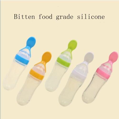 Baby rice paste bottle Cup vegetable fruit feeding silicone milk squeeze spoon children food supplement bottle rice paste spoon
