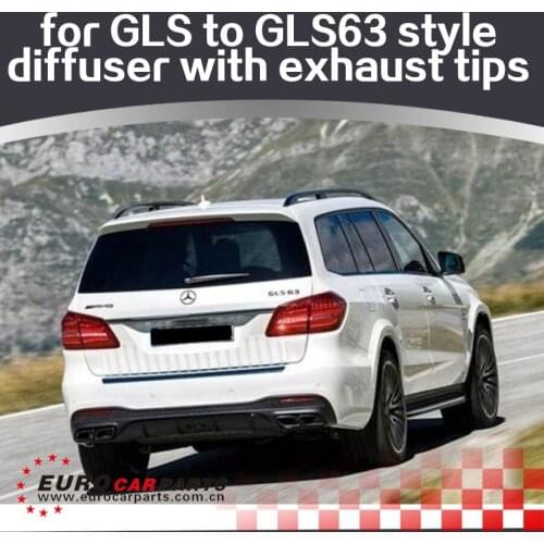 GLS diffuser with exhaust tips fit for MB GLS-class X166 GLS350 GLS400 GLS450 to GLS63 style diffuser with exhaust tips PP