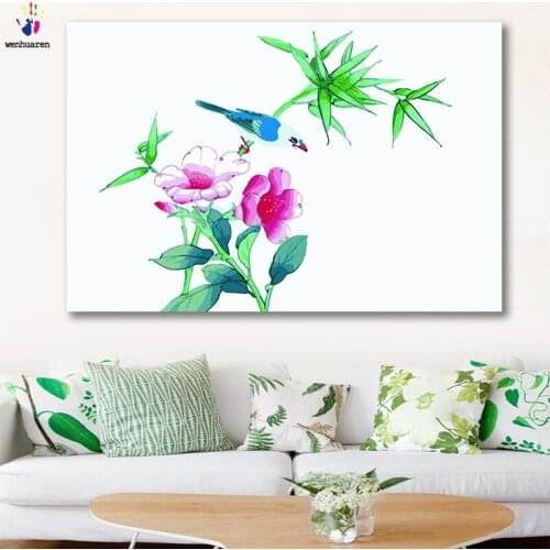 DIY colorings pictures by numbers with colors Messy flower and bird picture drawing painting by numbers framed Home
